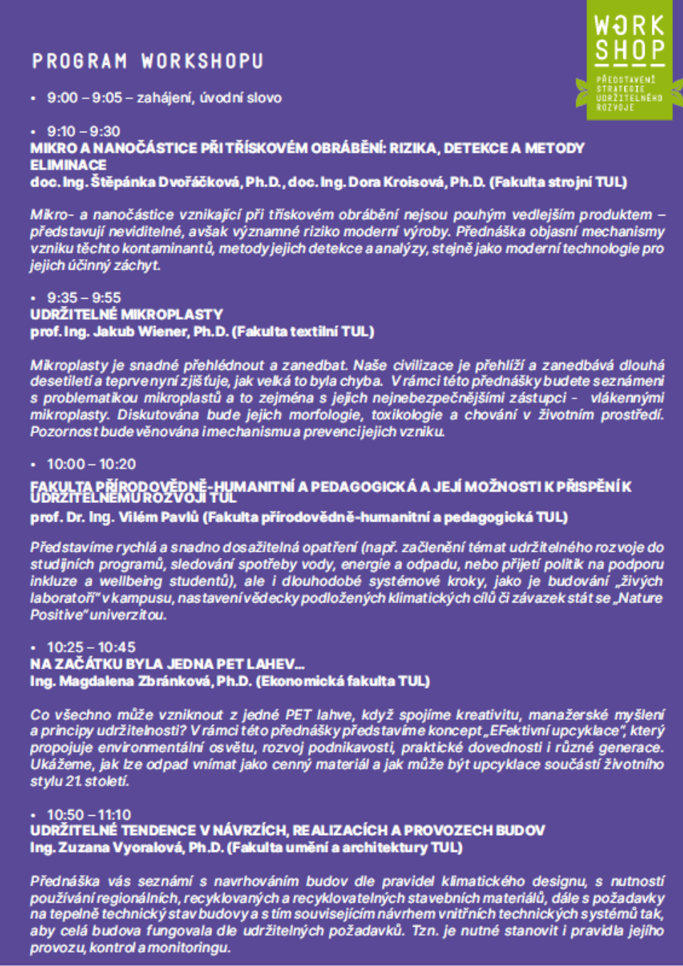 Workshop programme – part 3